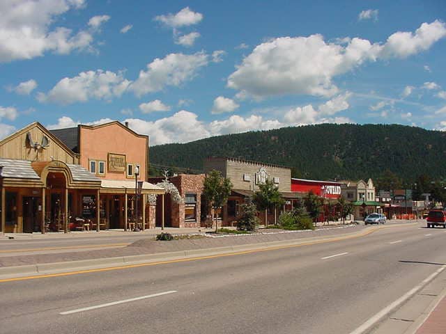 Main street in downtown Woodland Park, Colorado